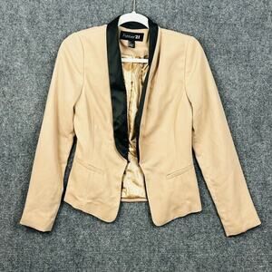 Forever 21 Women's Blazer Tuxedo Suit Jacket Size S Beige One-Button